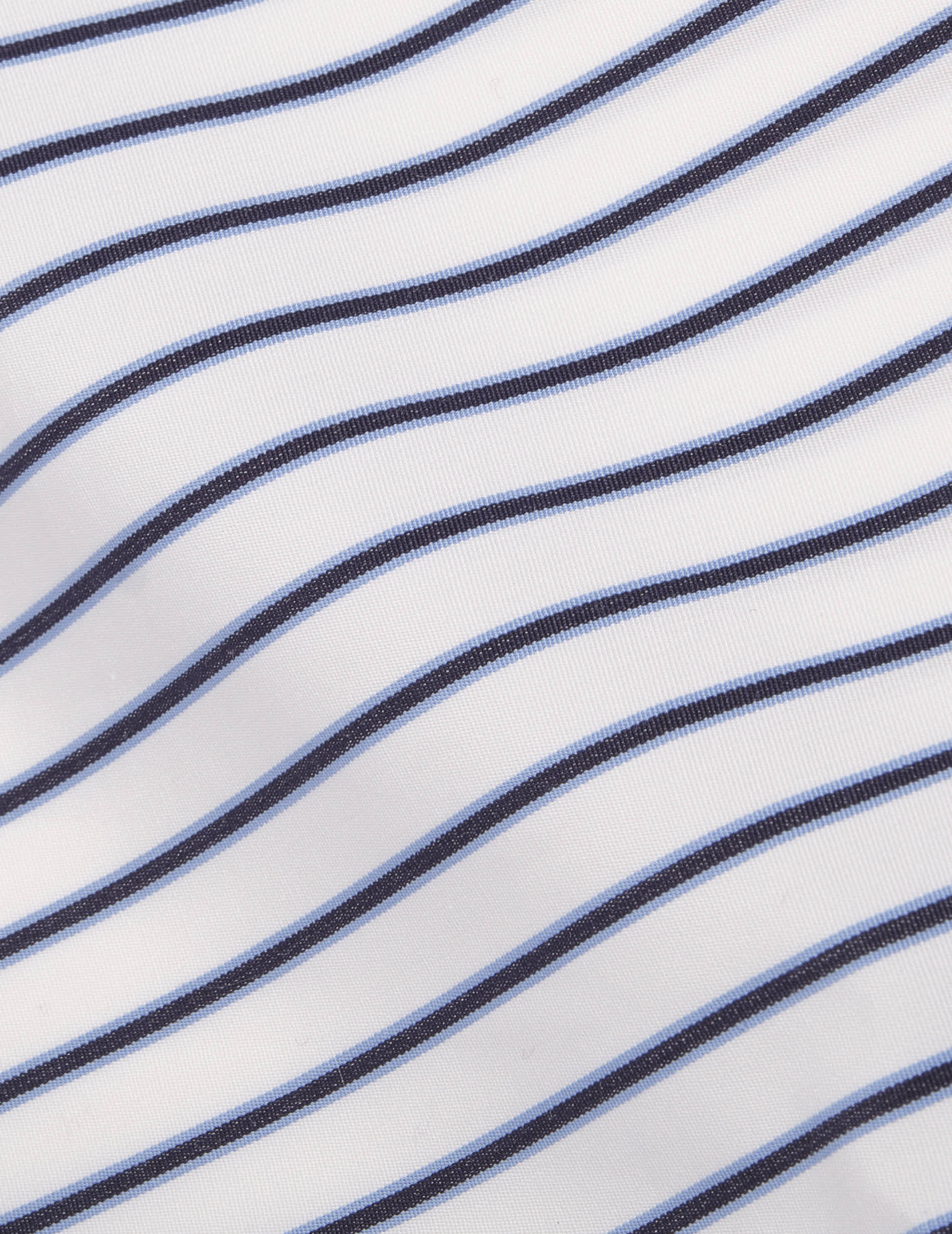 Carl navy striped shirt - Poplin - Open straight Collar