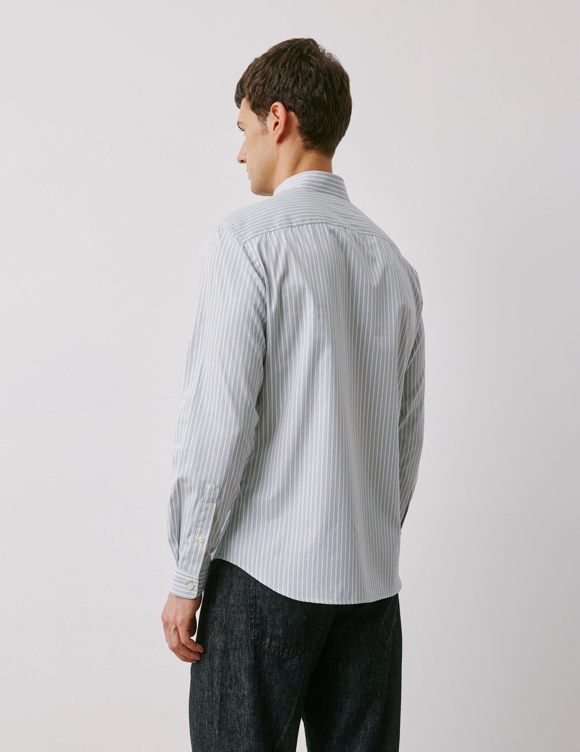 Carl blue striped shirt - Fil-a-fil - Open Straight Collar