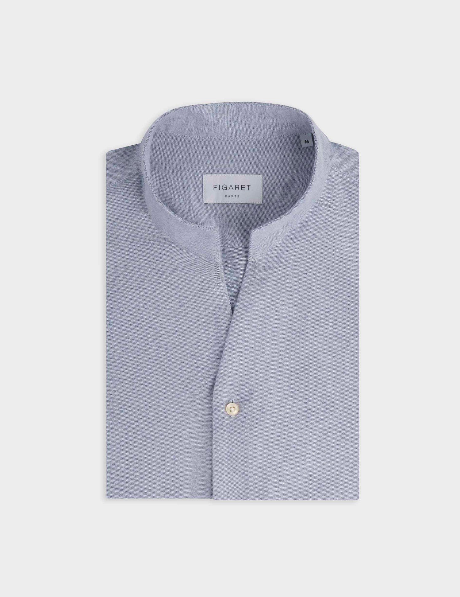 Chemise Carl bleue - Oxford gratté - Col Droit ouvert#3