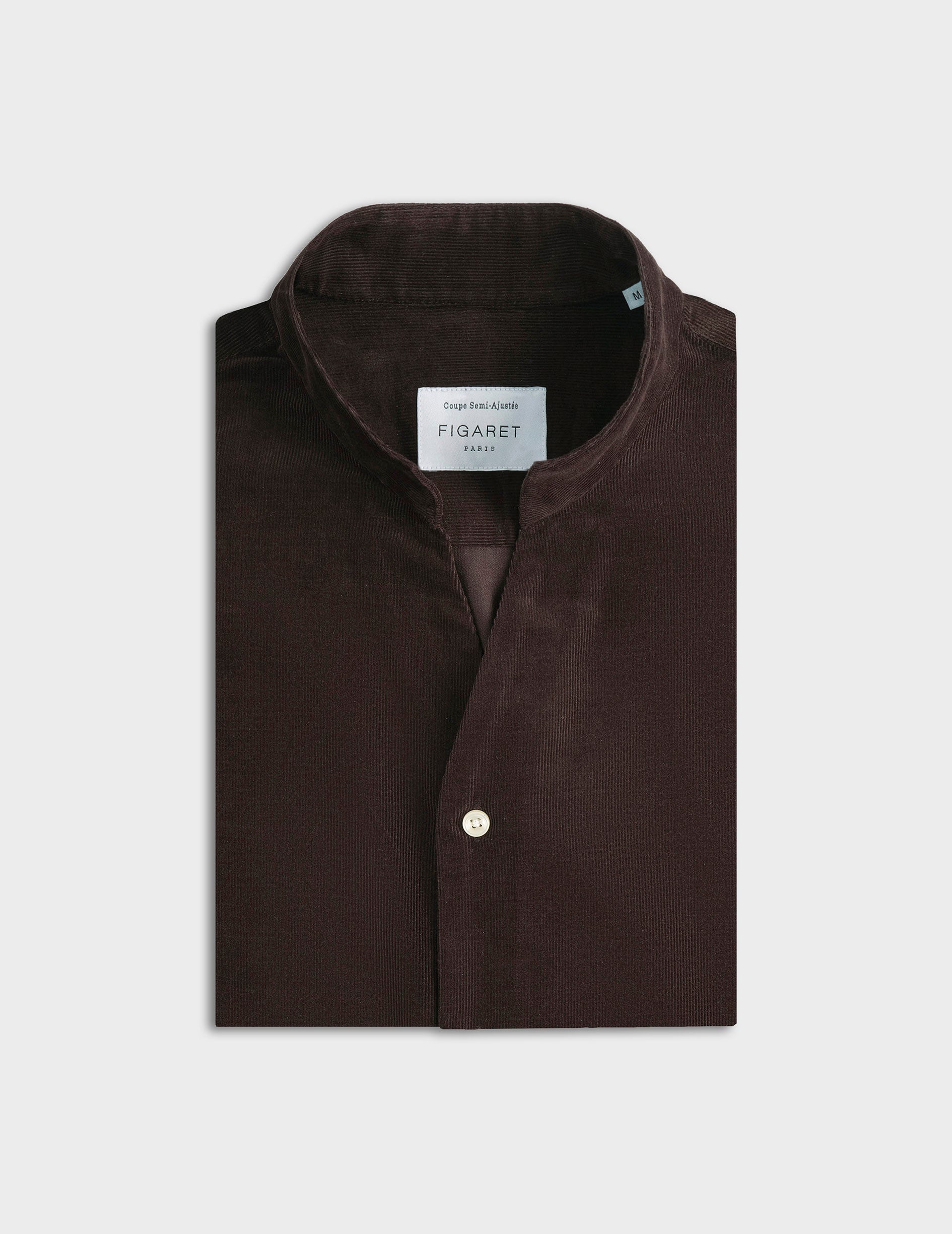 Chemise Carl en velours marron - Velours - Col Droit ouvert