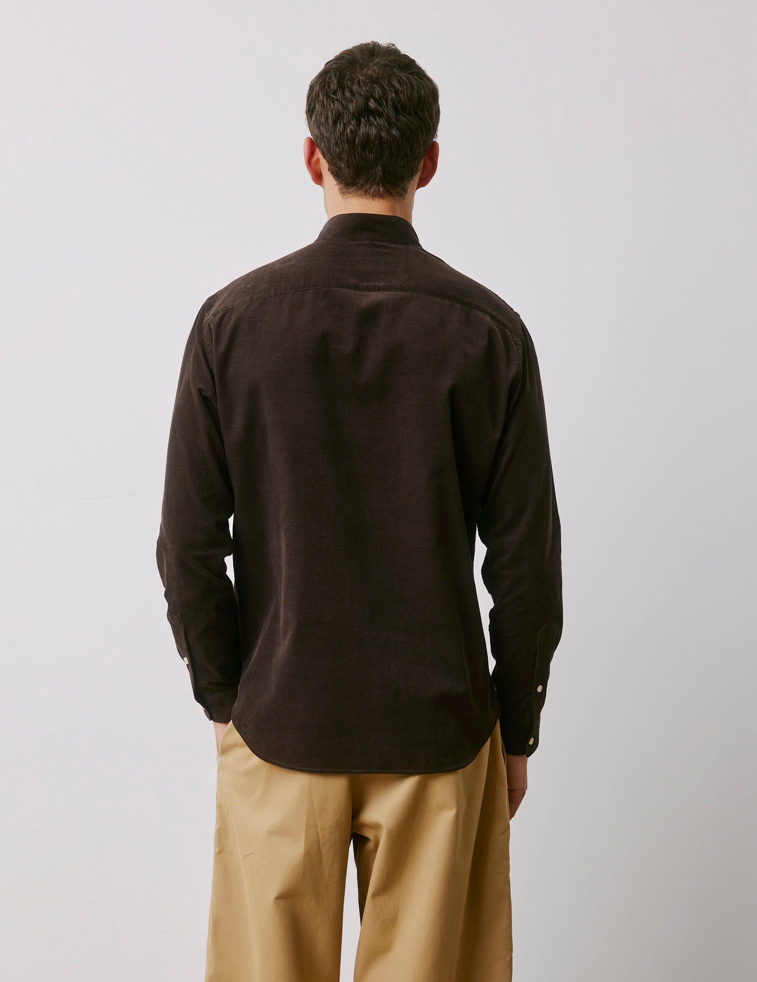 Chemise Carl en velours marron - Velours - Col Droit ouvert#2