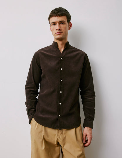 Chemise Carl en velours marron