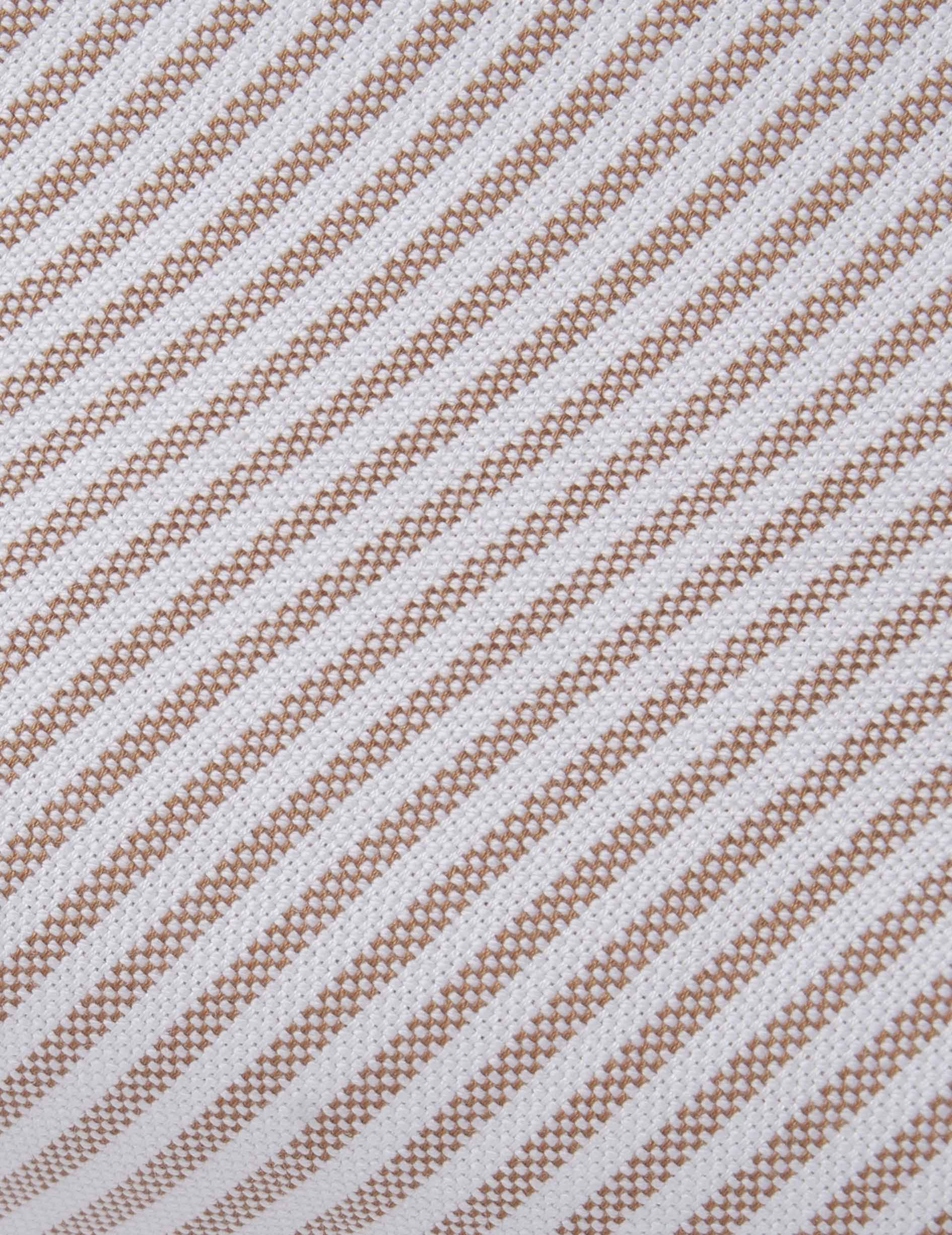 Chemise Carl rayée marron - Oxford - Col Droit ouvert