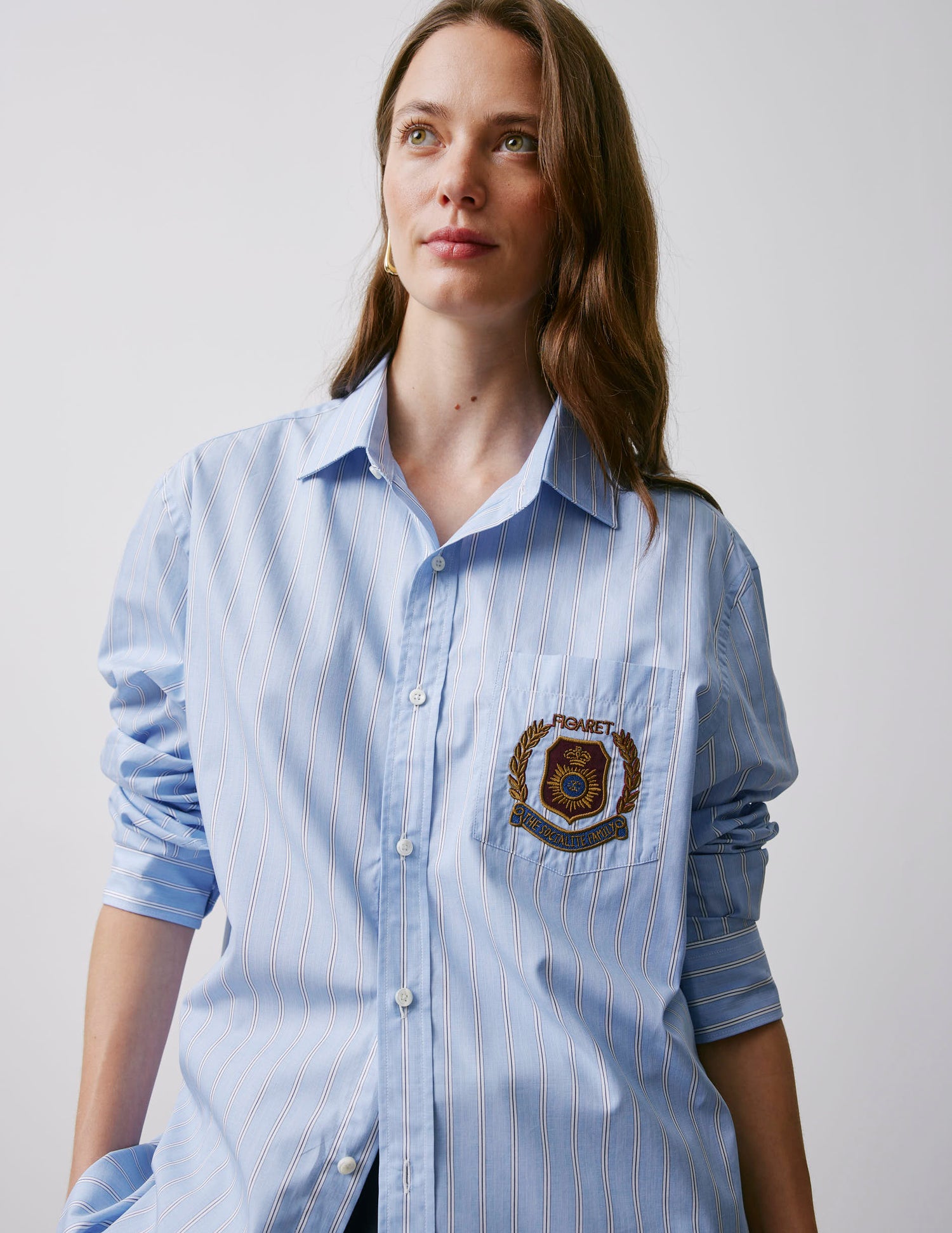 Chemise Emilio rayée bleue - Fil-à-fil - Col Figaret#5