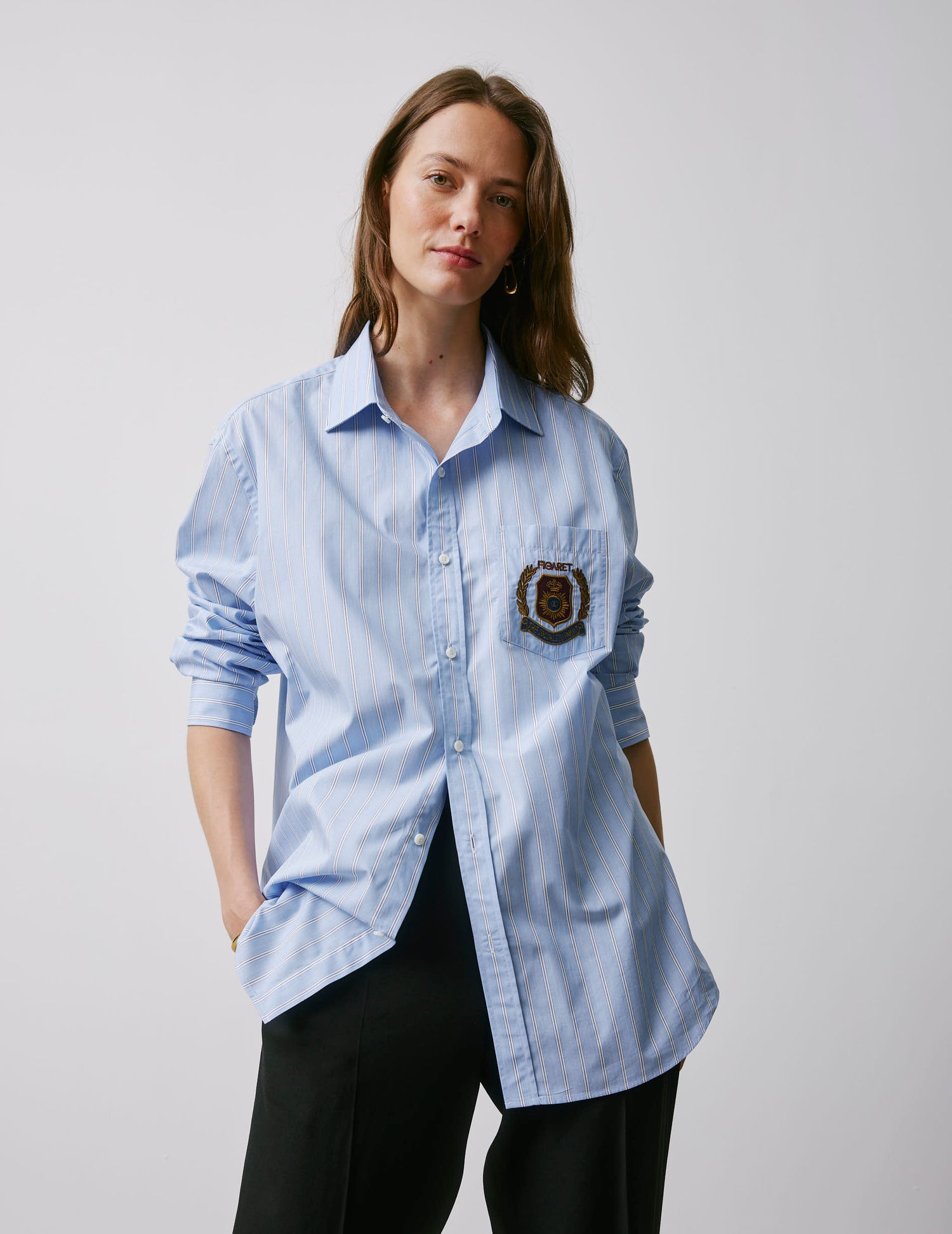 Chemise Emilio rayée bleue - Fil-à-fil - Col Figaret#2