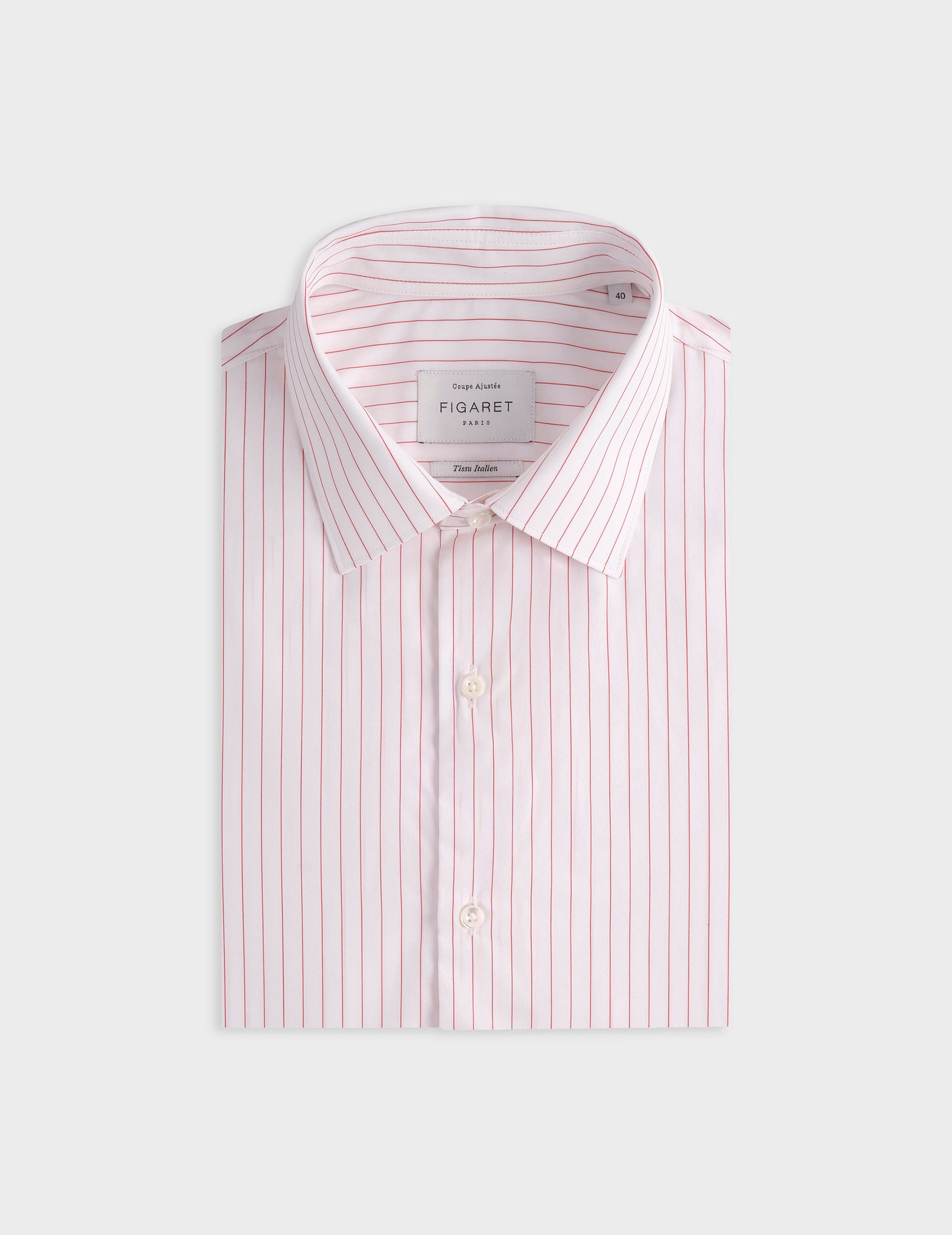 Chemise ajustée rayée rouge