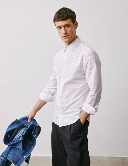 Chemise ajustée rayée rouge