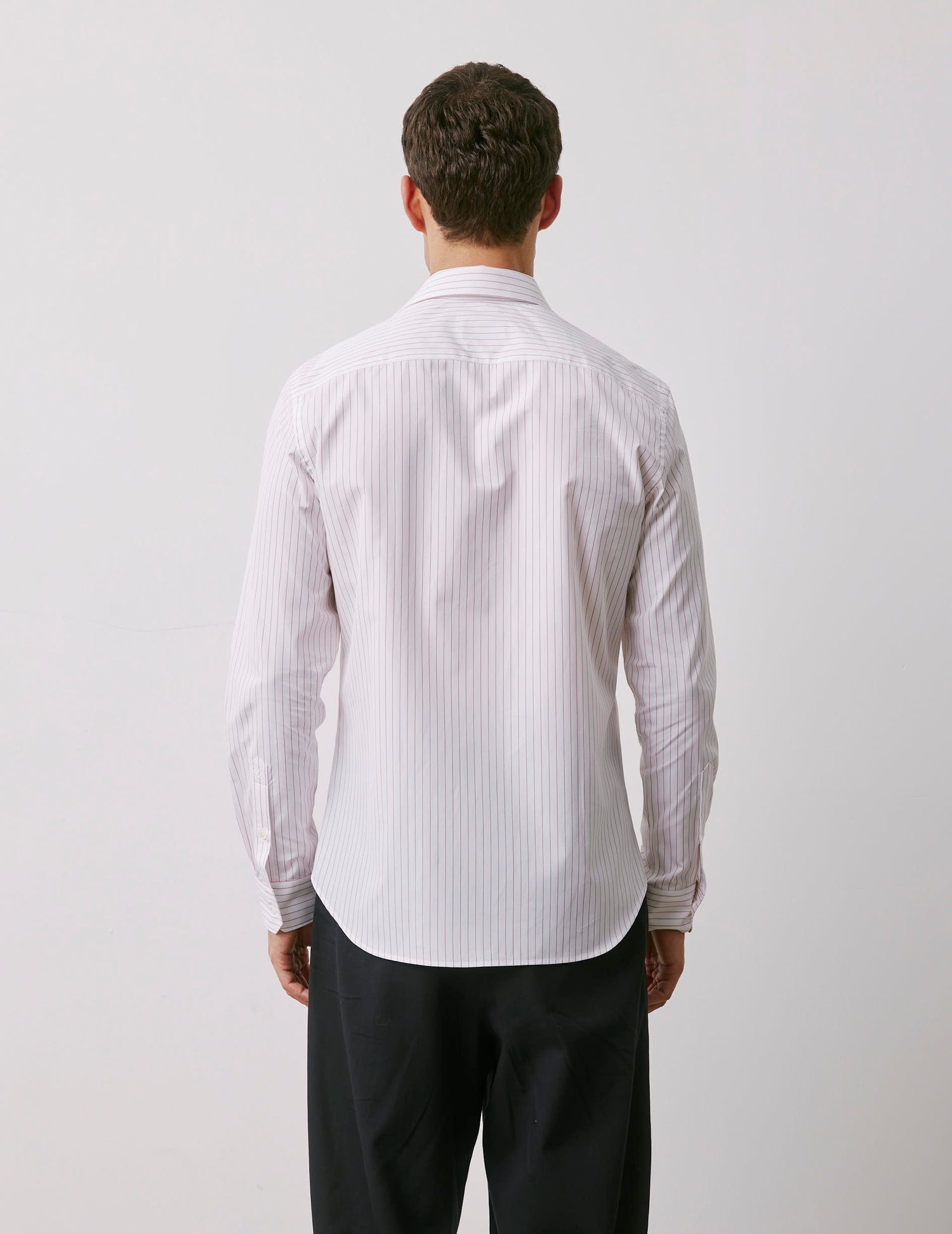 Chemise ajustée rayée rouge - Popeline - Col Figaret#4