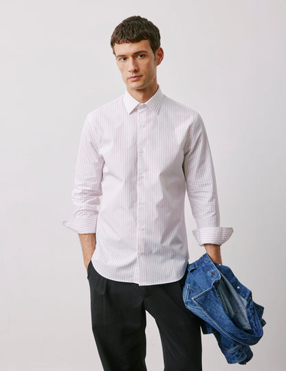 Chemise ajustée rayée rouge