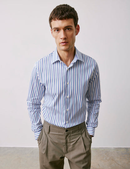 Chemise ajustée rayée bleue
