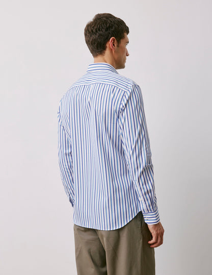 Chemise ajustée rayée bleue