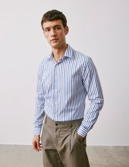 Chemise ajustée rayée bleue
