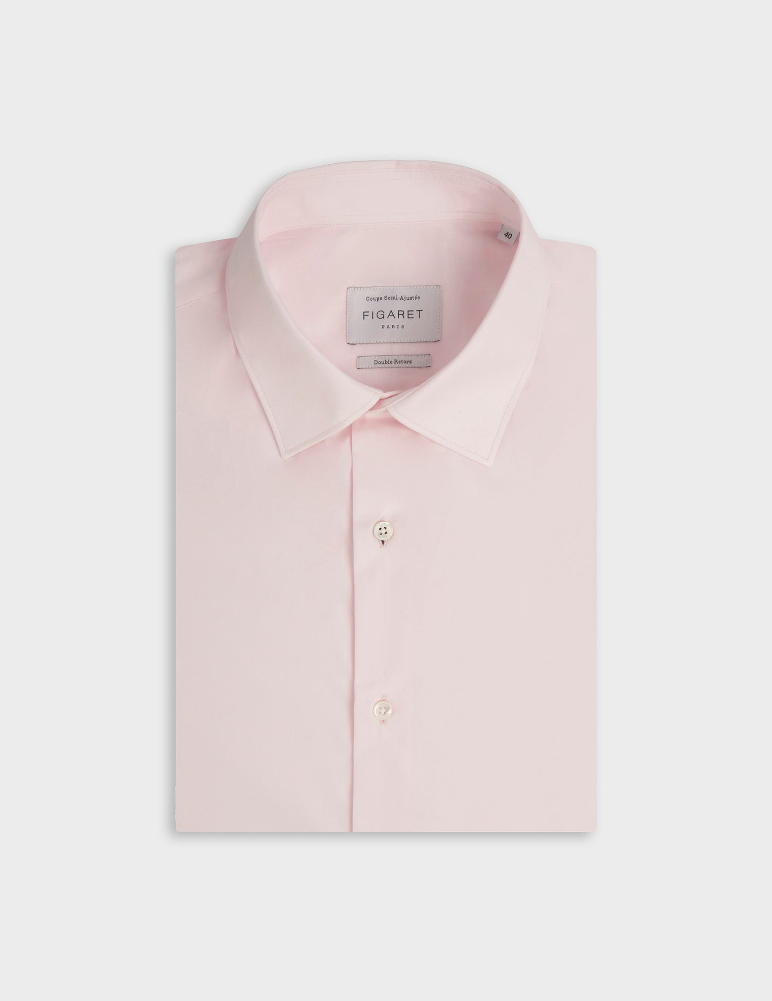 Chemise semi-ajustée rose - Popeline - Col Figaret