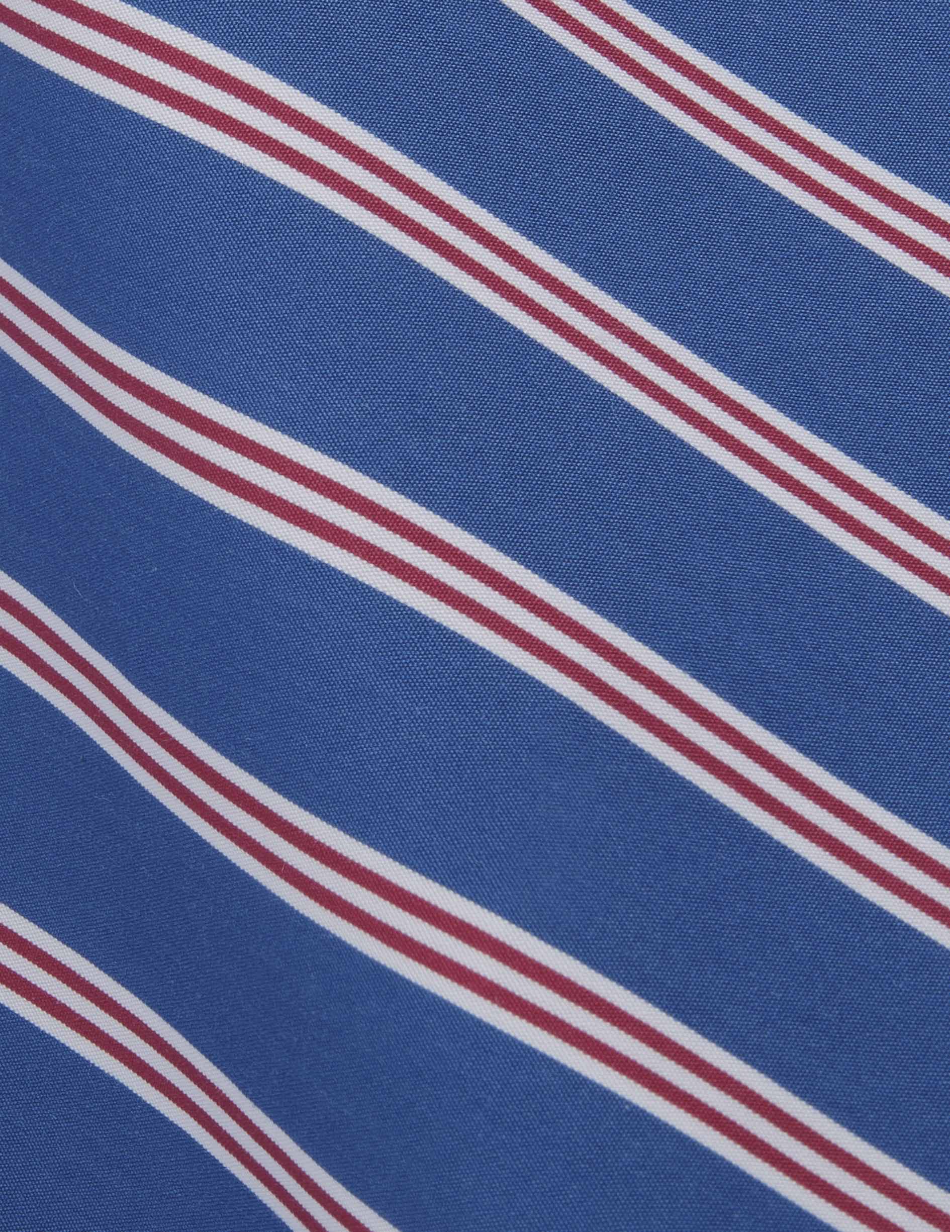 Chemise semi-ajustée rayée bleue - Popeline - Col Figaret