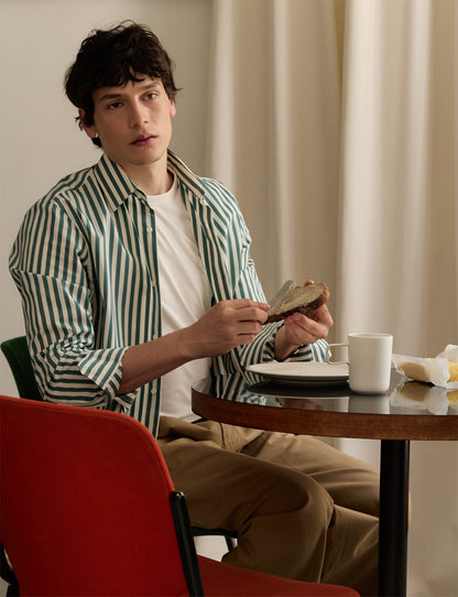 Chemise semi-ajustée rayée sauge