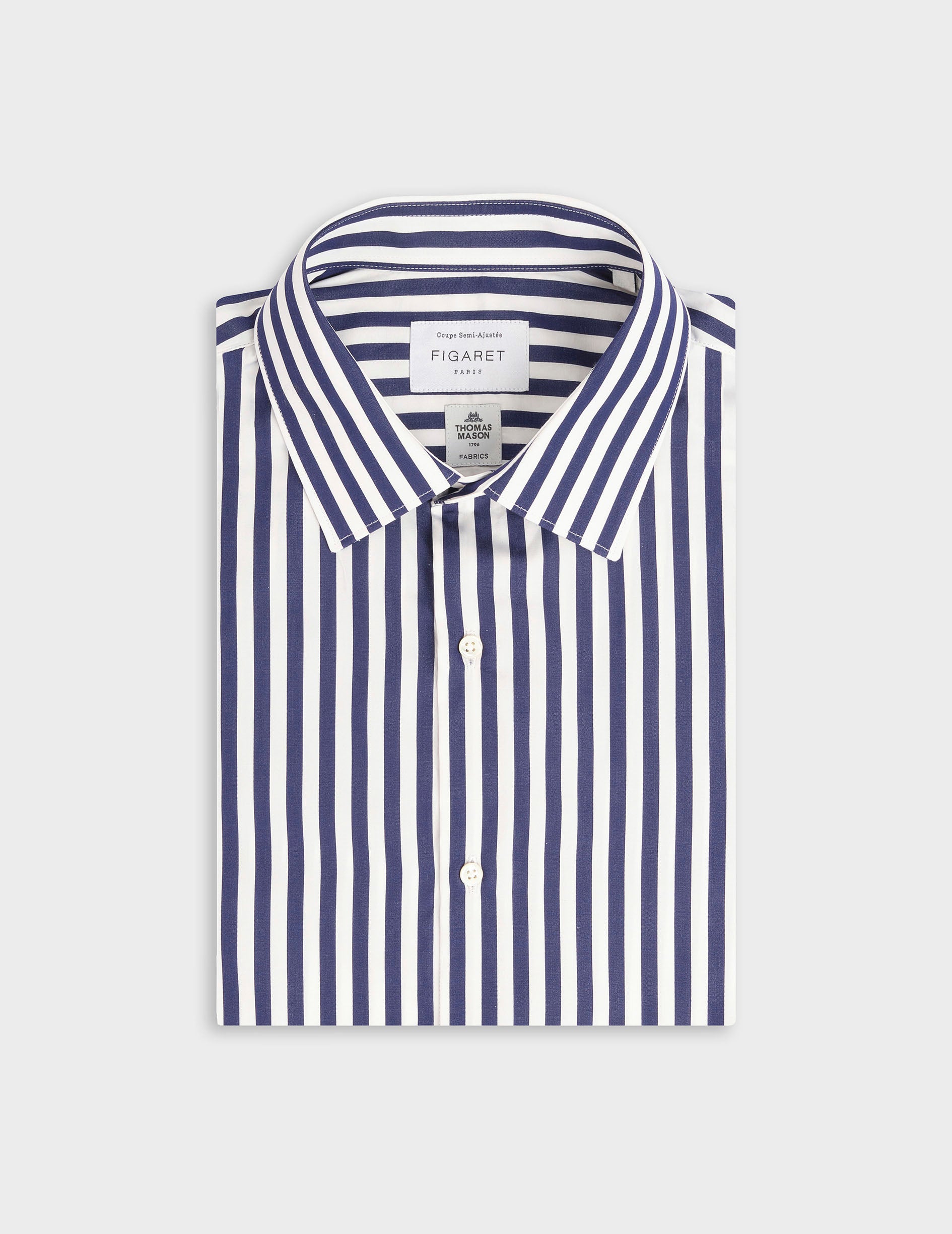 Chemise semi-ajustée rayée bleu marine