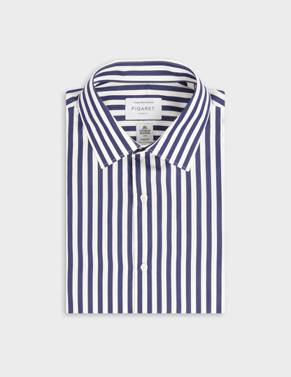 Chemise semi-ajustée rayée bleu marine