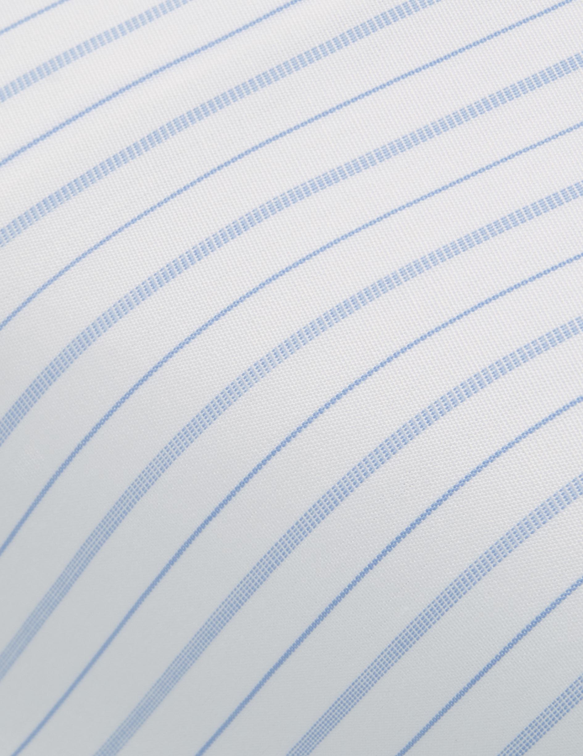 Chemise semi-ajustée Voyage rayée bleue - Popeline - Col Figaret - Repassage facile