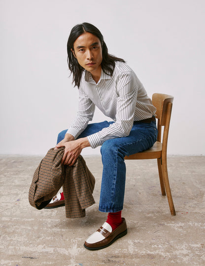 Chemise semi-ajustée rayée noire