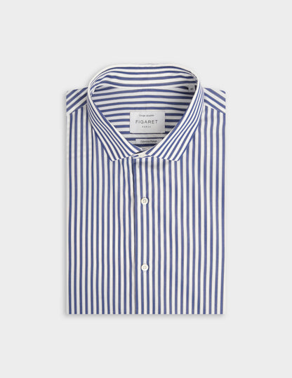 Chemise ajustée Voyage rayée bleu marine