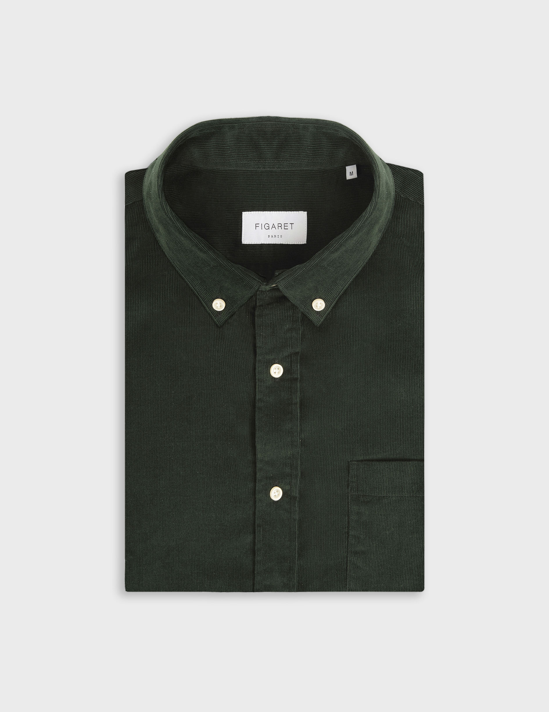 Chemise Gabriel en velours vert - Velours - Col Américain