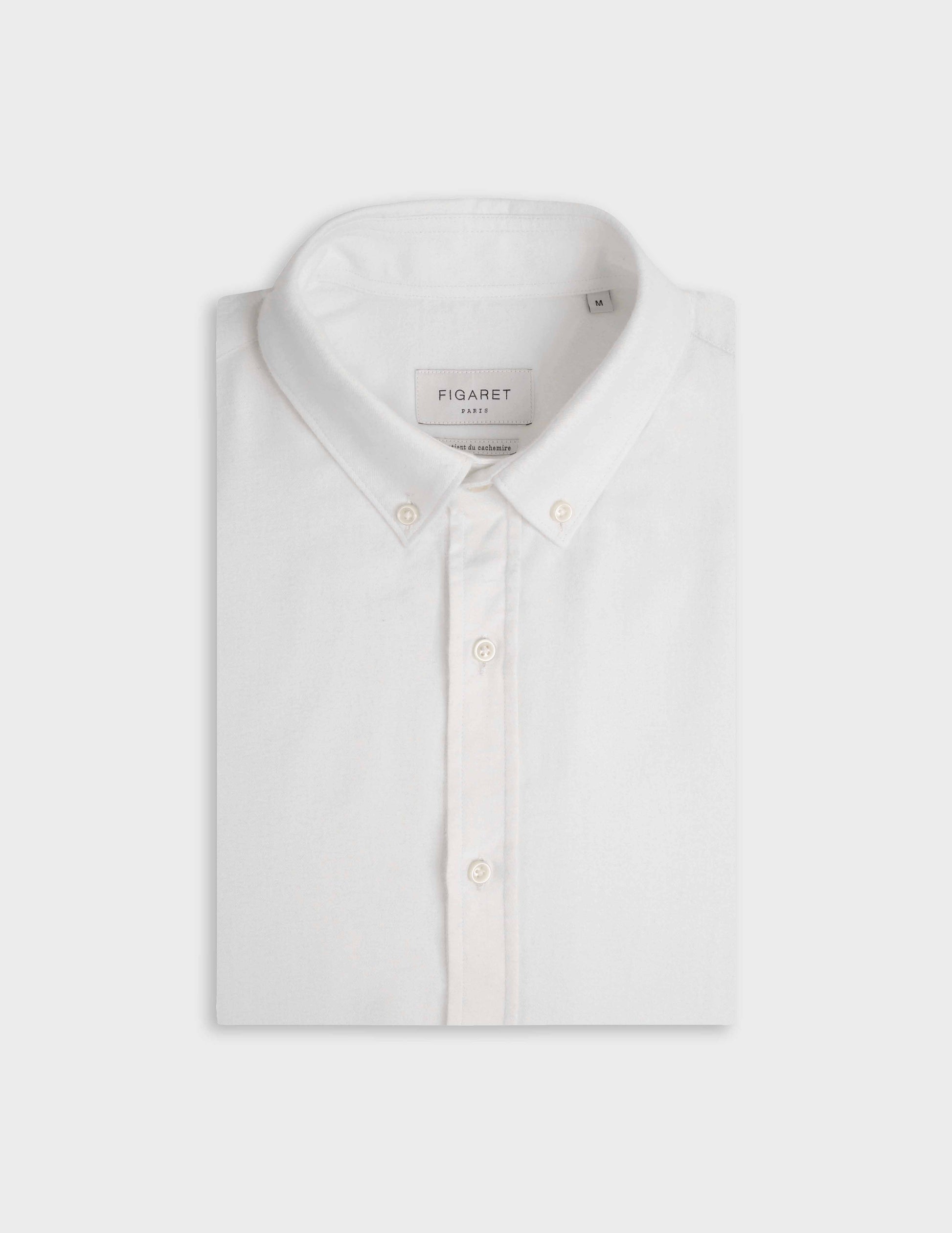 Chemise Gaspard blanche - Flanelle - Col Américain