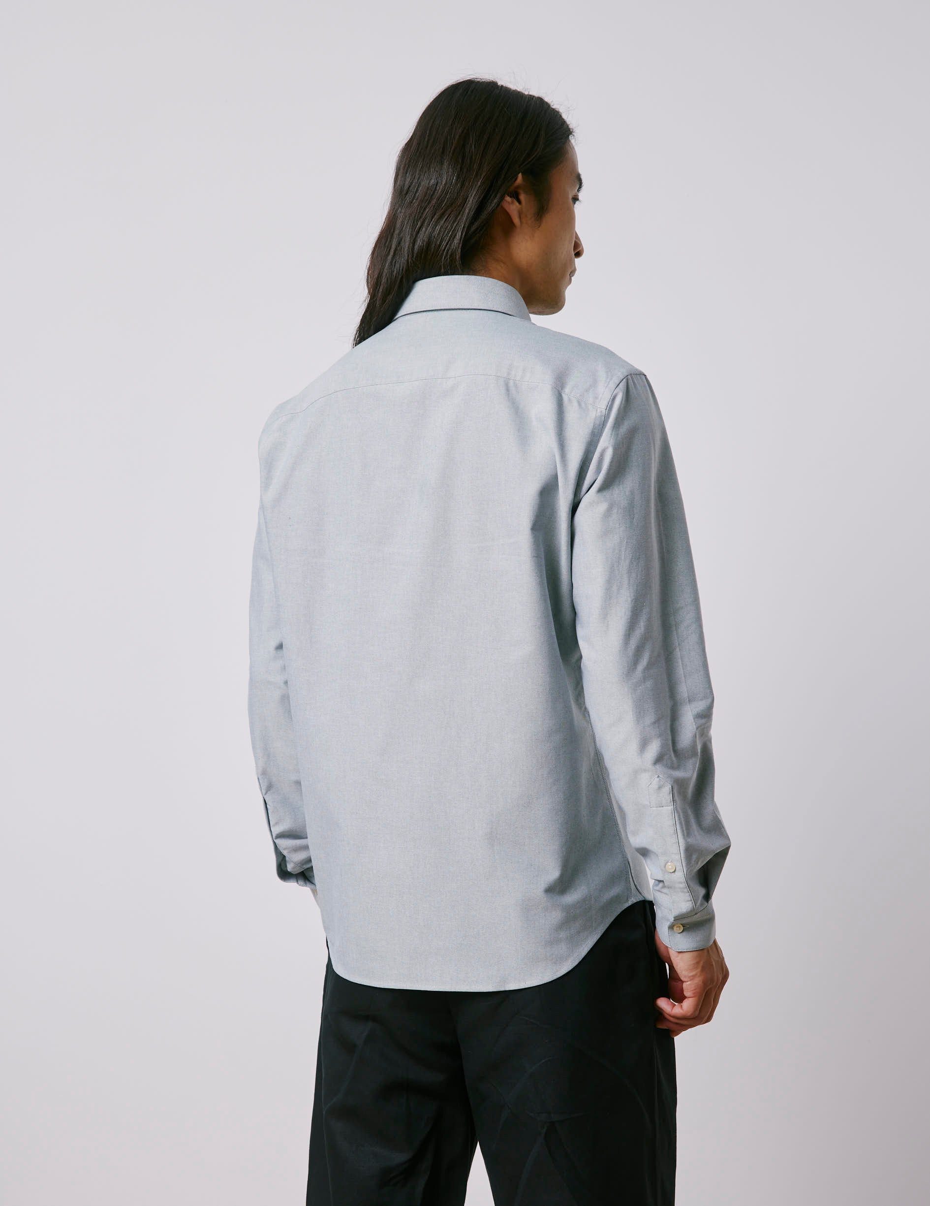 Chemise Gaspard vert gris - Oxford - Col Américain