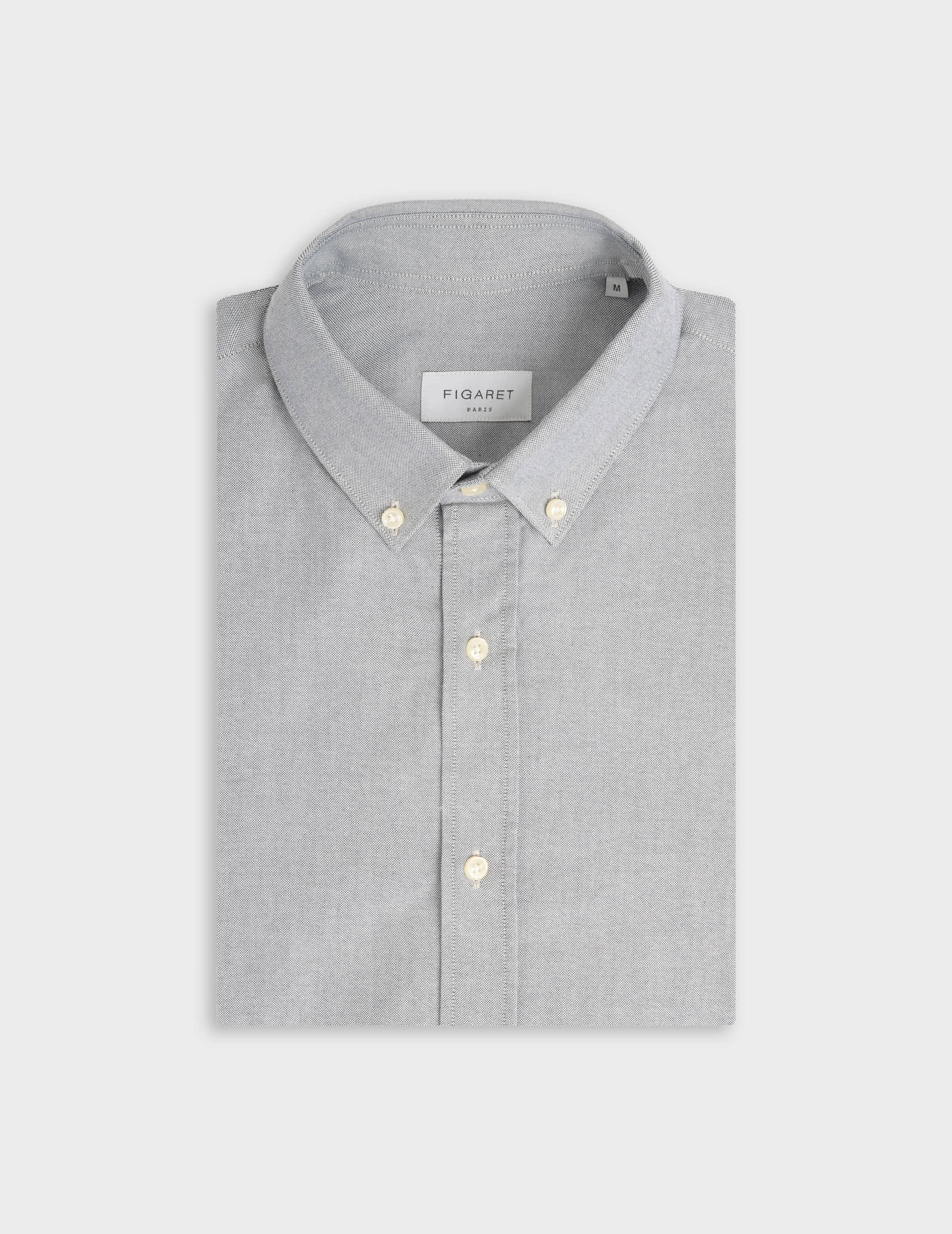 Chemise Gaspard vert gris - Oxford - Col Américain