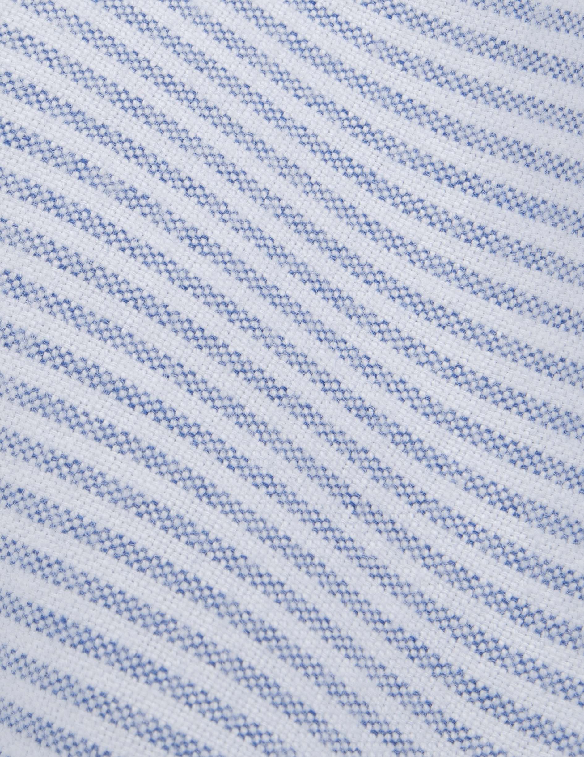 Chemise Gaspard rayée bleue - Oxford gratté - Col Américain