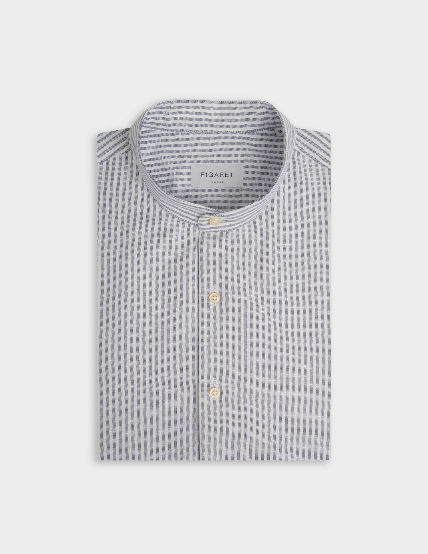 Chemise Herwin rayée bleu marine - Oxford - Col Officier#5