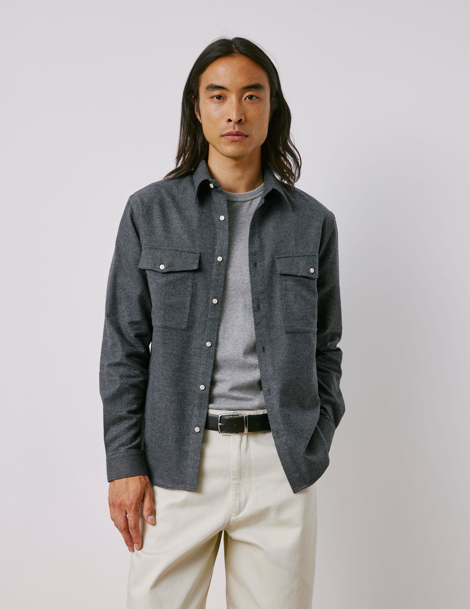 Chemise Irwin grise - Flanelle - Col Prodigieux