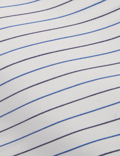 Semi-fitted navy striped shirt