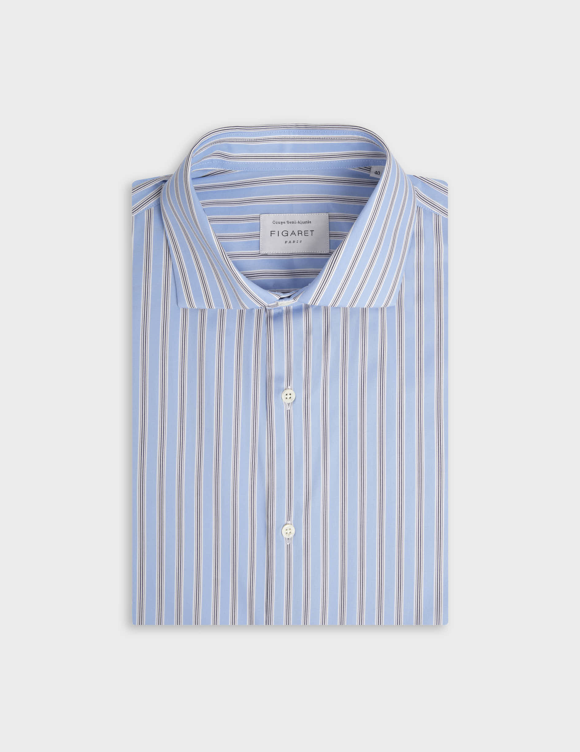 Chemise semi-ajustée rayée bleue