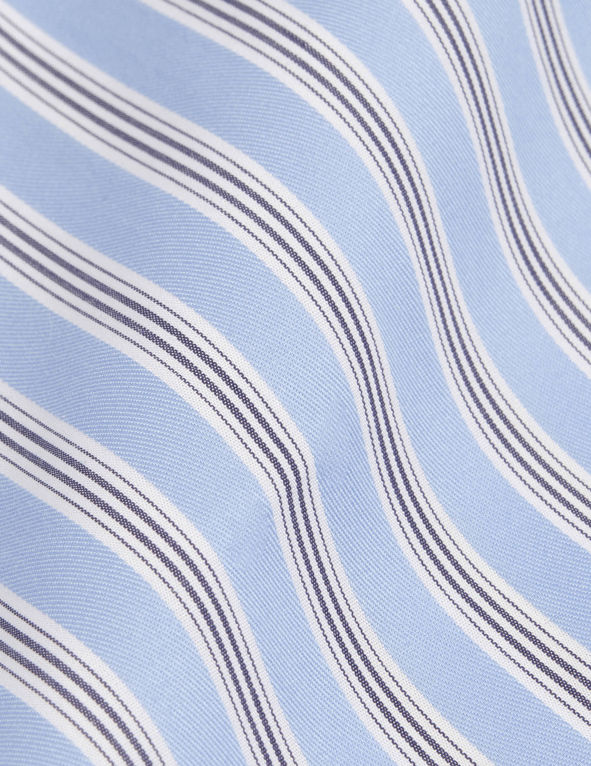 Chemise semi-ajustée rayée bleue - Twill - Col Italien