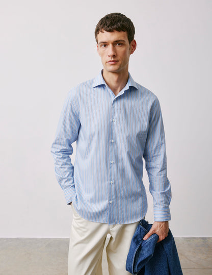 Chemise semi-ajustée rayée bleue