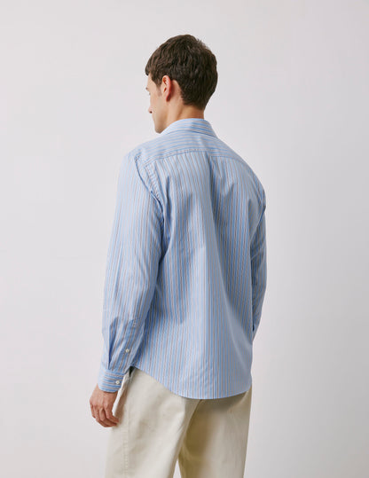 Chemise semi-ajustée rayée bleue