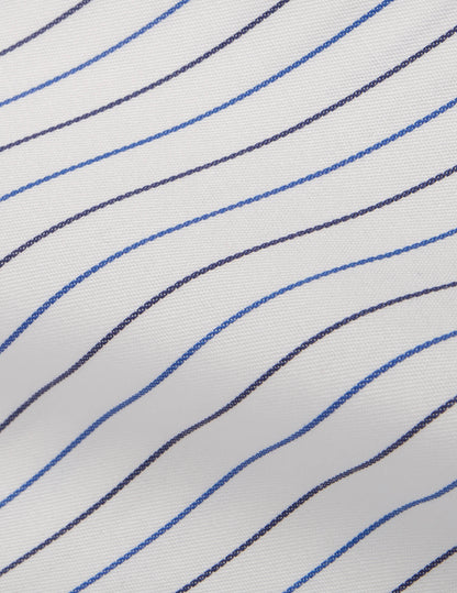 Semi-fitted navy striped shirt