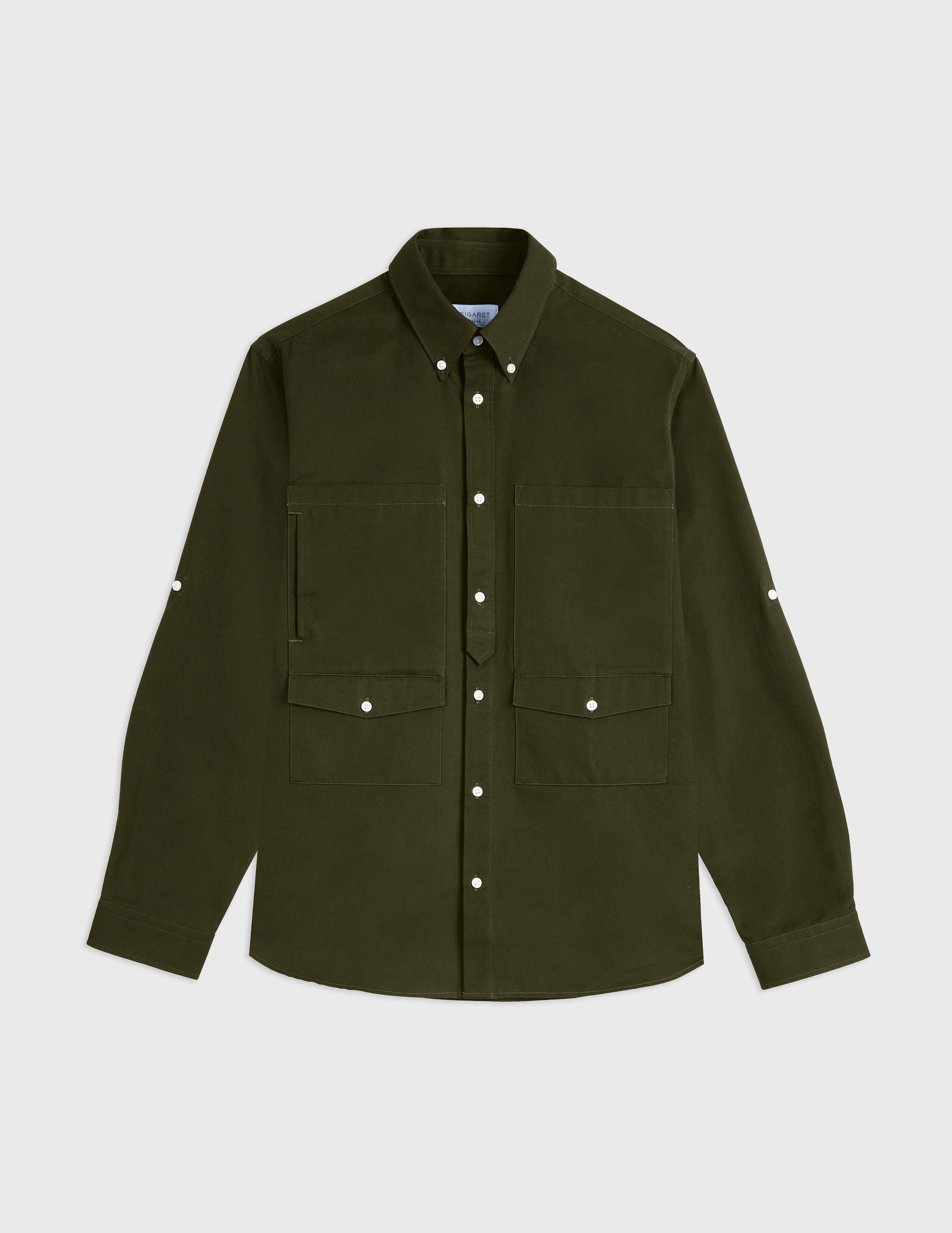 Chemise Math o Kaki Twill Col Prodigieux Boutonn chemise-math-o-kaki-twill-col-prodigieux-boutonn