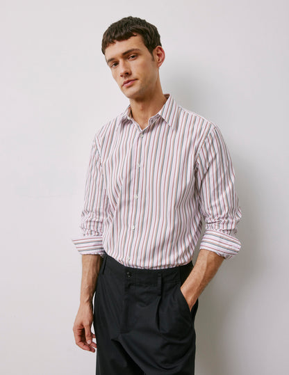 Semi-fitted pink striped shirt