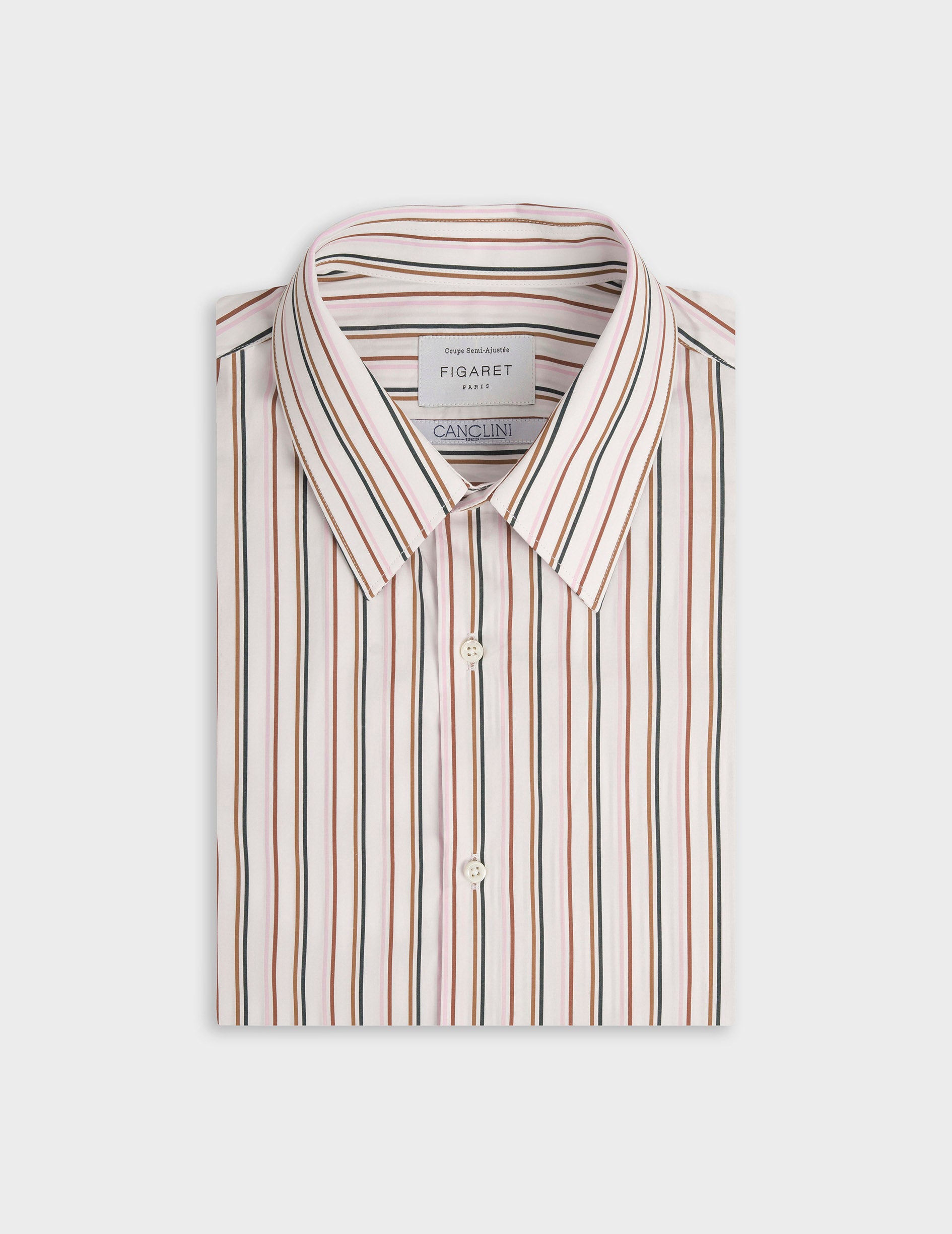 Semi-fitted pink striped shirt - Poplin - Prodigious Collar