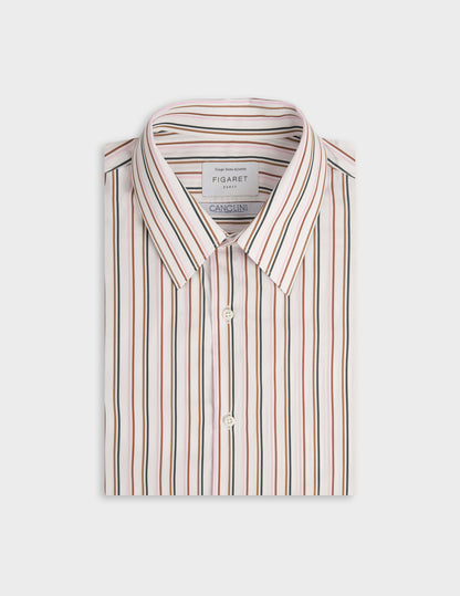 Semi-fitted pink striped shirt
