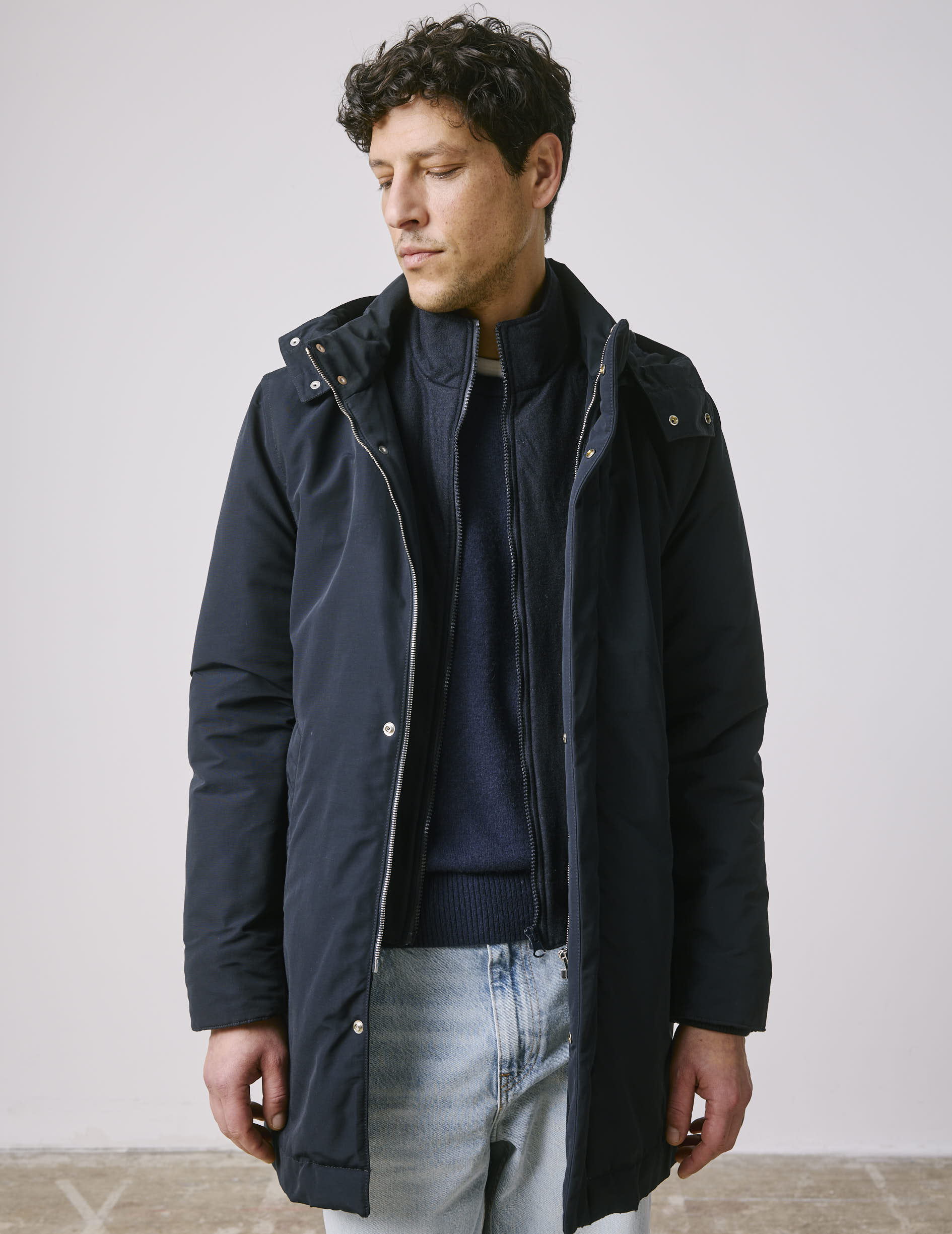Iliame navy technical fabric parka