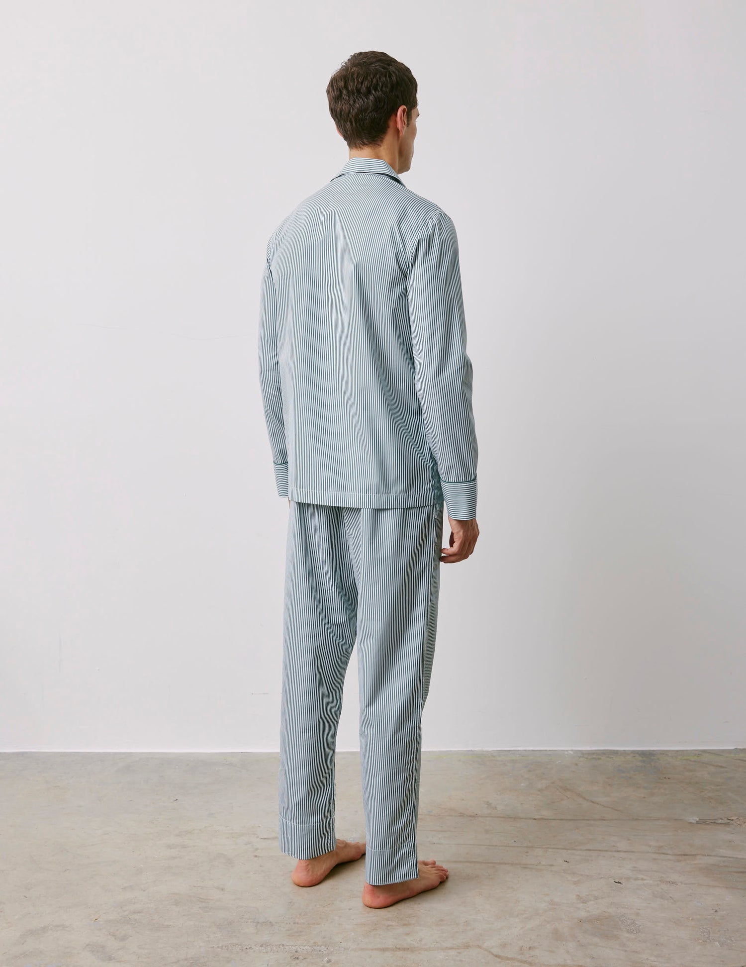 Pyjama Louis en popeline rayée verte