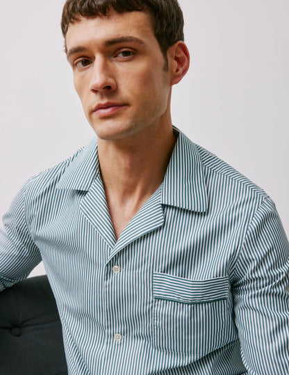 Pyjama Louis en popeline rayée verte