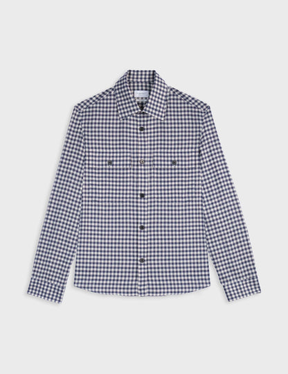 Maxime navy checked flannel shirt jacket