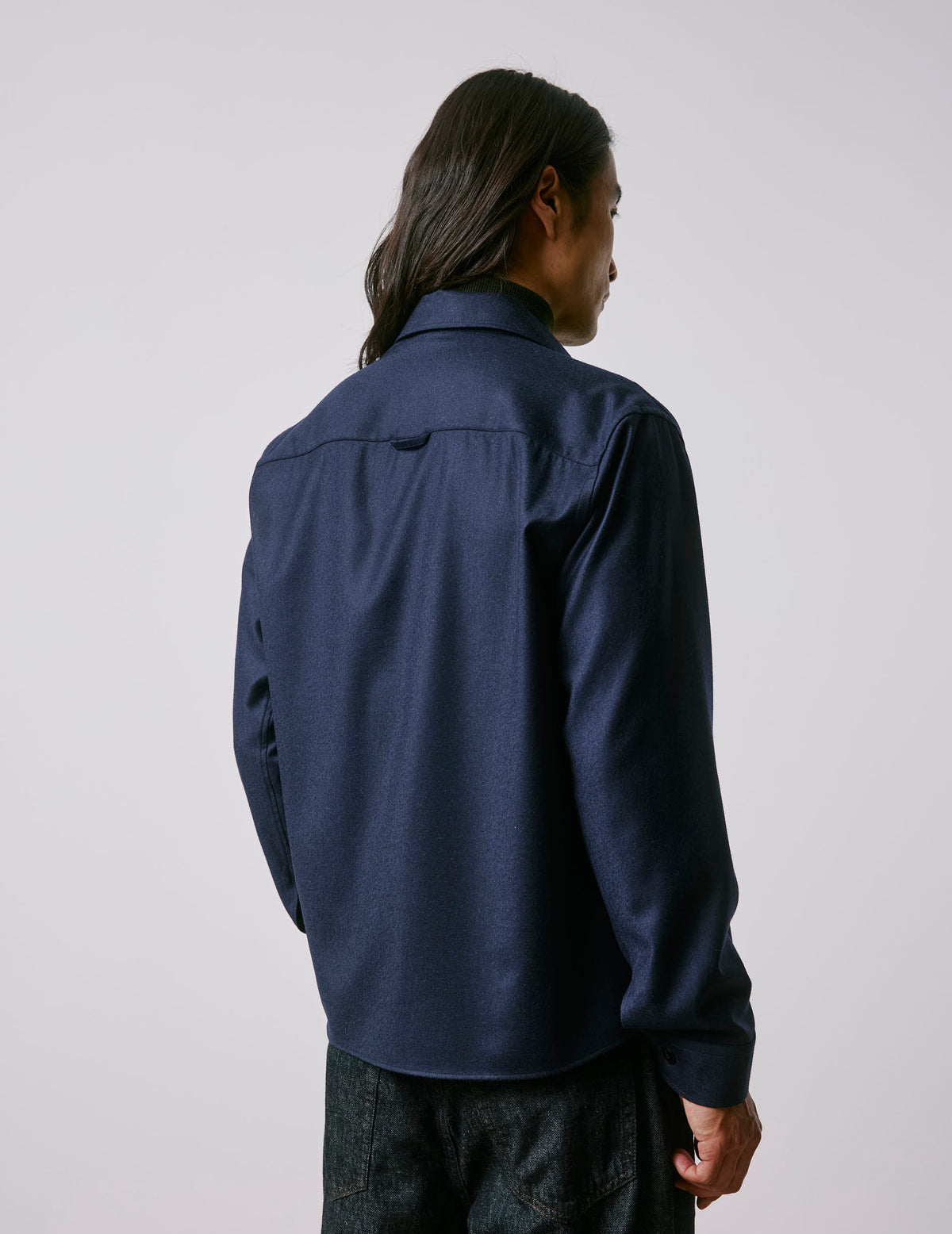 Maxime navy wool canvas shirt jacket