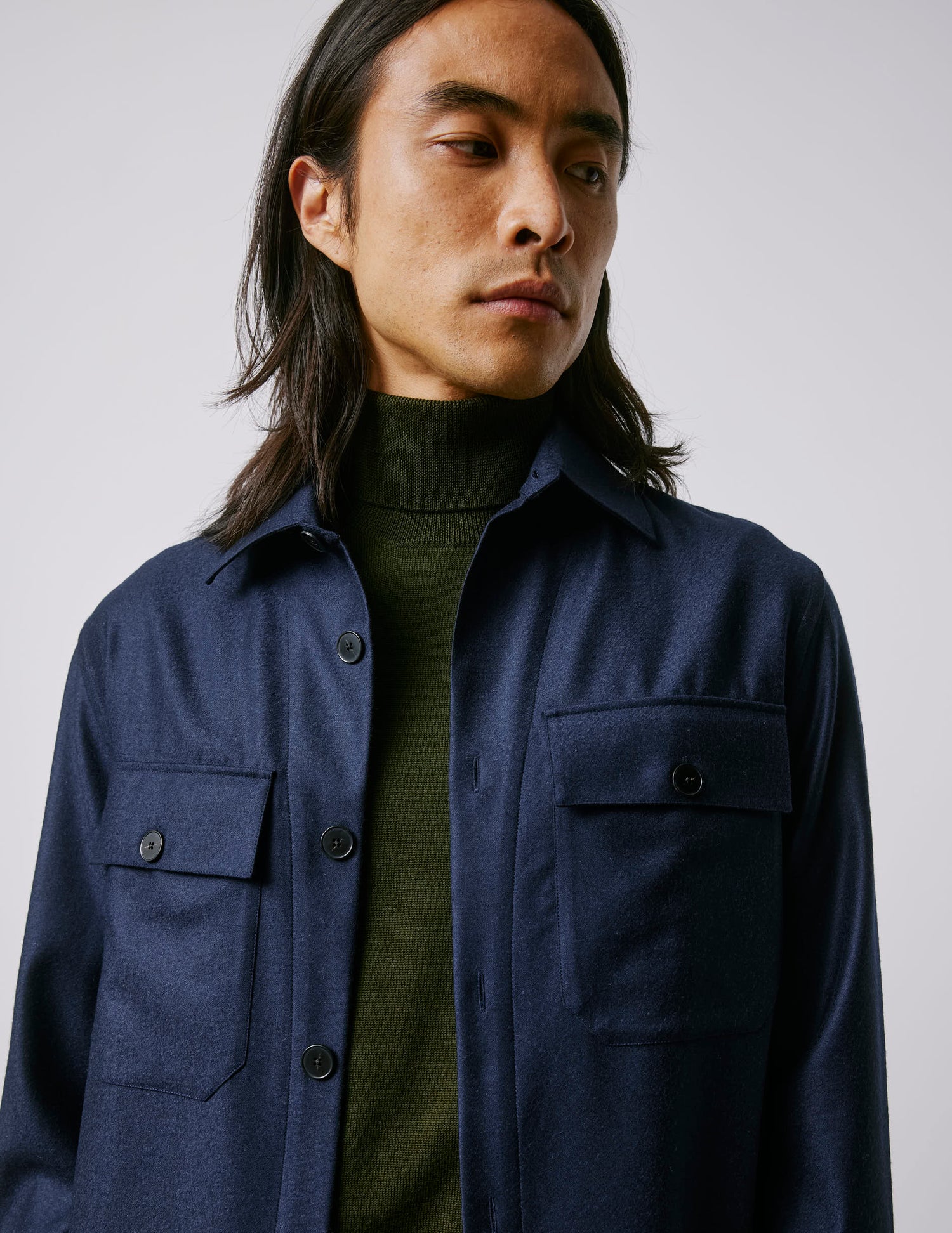 Surchemise Maxime en laine vierge marine