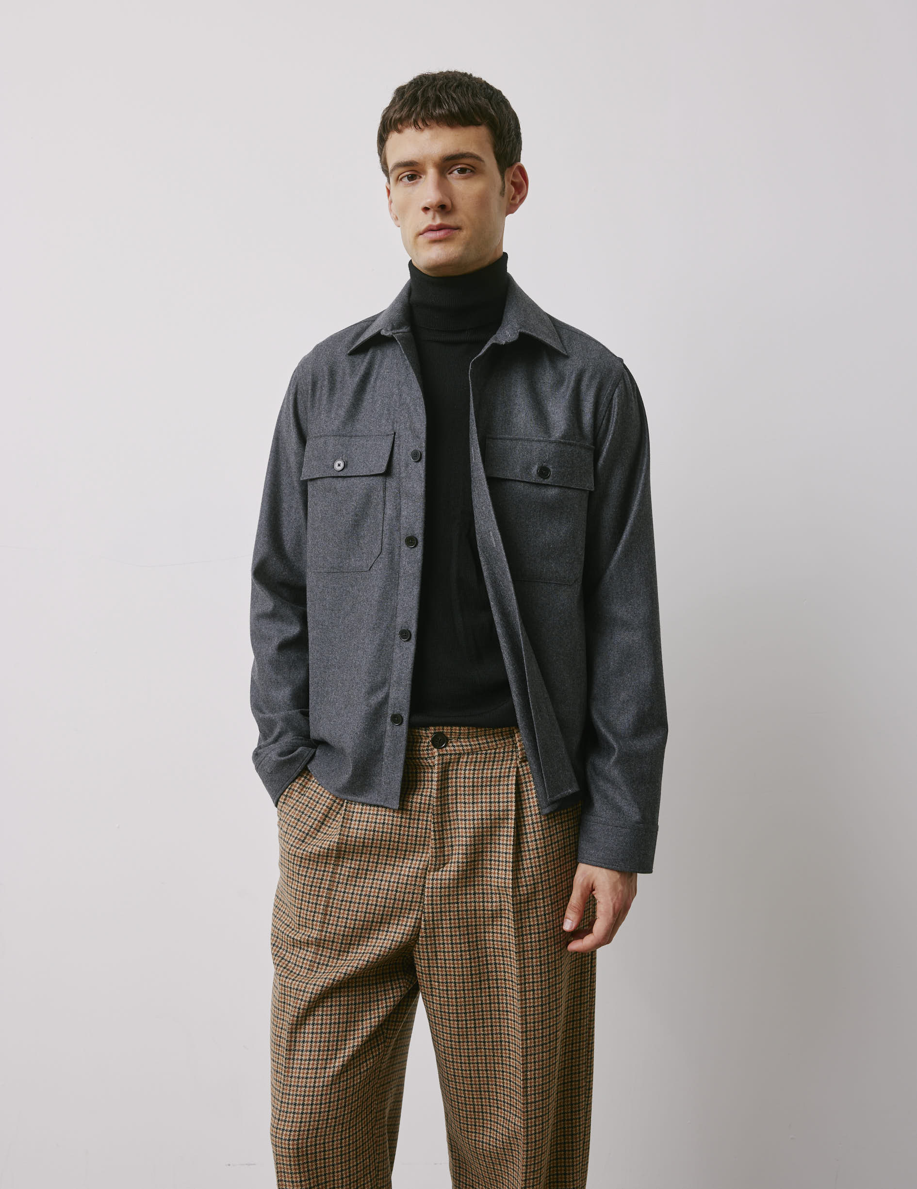 Maxime gray virgin wool shirt jacket