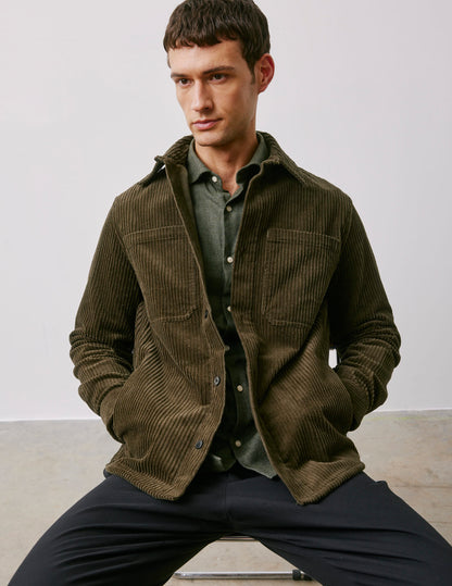 Milan khaki velvet shirt jacket