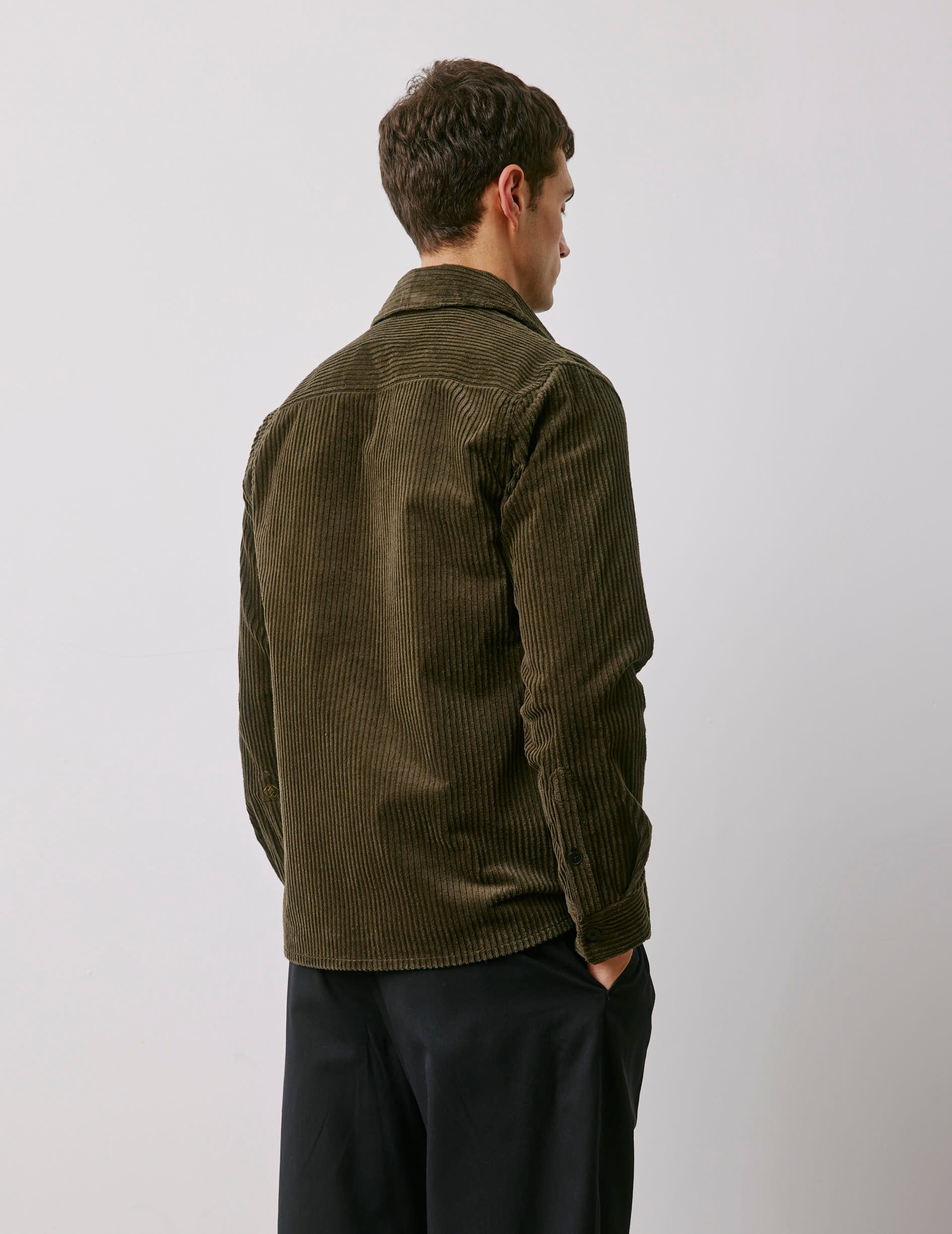 Milan khaki velvet shirt jacket